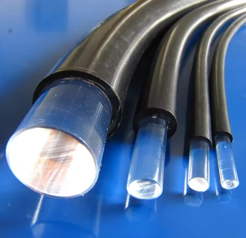 câble latéral de fibre de lueur de 10mm avec la veste noire de couleur pour l'usage extérieur Dia13mm extérieur